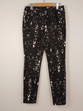 Two by Vince Camuto Women's Jeans Size 28/6 Black White Paint Splatter